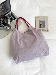 Tas Tote Bordir Landmark Paris Gaya Jepang, Nilon Ringan, Tas Komuter 3 Cara: Bahu/Selempang/Jok - MultiWarna - View 10