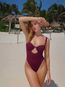 Women's Elegant Color-Block One-Piece Swimsuit For Summer, Ideal For Spring And Summer Beach Vacations, Seaside Activities And Holiday Wear. - Multicolor - View 6