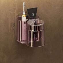 1pc No-Drill Toothbrush Holder Bathroom Wall-Mounted Shower Gel Wash Liquid Cosmetic Rack Toothpaste Toothbrush Cup Holder Bathroom Accessories Bathroom Hanging Decor - Multicolor - View 12