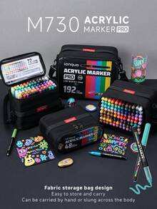 Languo New Color Series Heavy Color INK PRO 9-Piece Set, 3 Sets Total 27 Colors, 426/288/192/96/72/48 Rich Ink Acrylic Marker Set, First Day Of School - Multicolor - View 3