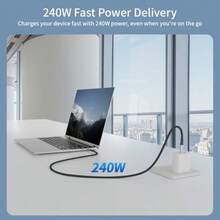 Cable USB Type-C de 2 metros, Compatible con Thunderbolt 4/3, tipo C 3.2 Gen2x2 con velocidad de 20 Gbps de transferencia de datos USB-C, PD 240W 5A, video 4K a 60Hz y E-Marker para  XPS, S20, S21 - 5M - Ver 5