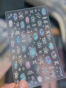 1件裝 5D 夏季奢華海洋貝殼美甲貼紙，漸層極光鮑魚之貝、海星、海馬美甲裝飾貼花 DIY 配件 - 彩色 - 查看 7