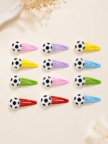 6pcs Football Hair Clips World Cup Theme Water Drop BB Clips Sports Side Bangs Clips Suitable For Holiday Matching - Multicolor - View 3