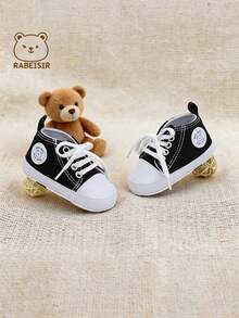 RABEISIR Giày vải canvas quai gấu cho trẻ sơ sinh, giày tập đi đầu tiên cho phong cách thời trang trong nhà và ngoài trời, mùa xuân và mùa thu - màu đen - Xem 9