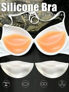 2/4Pcs Thickened Silicone Bra Inserts | Invisible Push Up Breast Pads | Waterproof Reusable Swimsuit Inserts For Bikini, Swimwear & Daily Bras - Multicolor - View 1