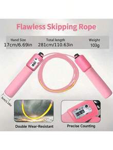 1pc Foam Handle Speed Jump Rope With Wear-Resistant Kit, Mechanical Bearing Counter, Adjustable Rope Length, Suitable For Home Gym, Fitness Training - Pink - View 7