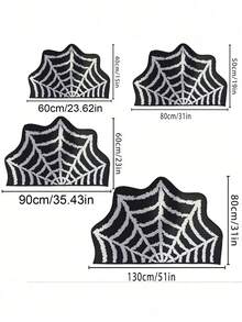 Felpudo de telaraña de Halloween, material de poliéster, suave y esponjoso, decoración del hogar de Halloween, decoración de fiesta de Halloween, adecuado para sala de estar, baño, entrada - Multicolor - Ver 7