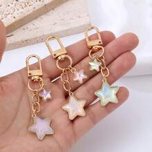 1pc Pentagram Pendant Lovely Colorful Cartoon Keychains Car Keyring Handbag Pendants Love Charm Of Earphone Case Keychain - Multicolor - View 5