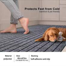 1 pieza Alfombra de pasillo con respaldo de goma, alfombra de área antideslizante lavable para interiores/exteriores para entrada y balcón - Gris - Ver 9