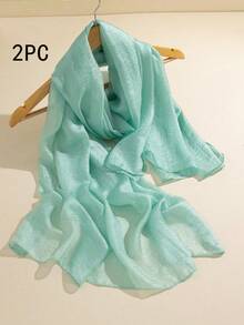 1pc Soft & Lightweight Solid Color Scarf - Mint Green - View 5