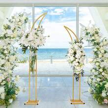 Metal Arch Backdrop Stand,Set Of 2 Gold Half Flower Arch Stand For Wedding Ceremony Birthday Anniversary Floral Balloon Arch Stand Background Decoration (7.5FT & 6.2FT) - Vàng (1 bộ) - Xem 4