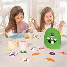 Preschool Early Education English Teaching Toy, Children's ABC Letter Learning Toy, Fun Word & Color Matching Game, English Learning Teaching Aid, Knowledge Feeding Monster Game, Suitable For Classroom And Home, Birthday Gift For Boys And Girls - Green - View 8