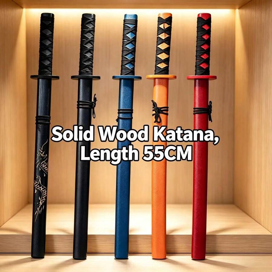 1PC Solid Wood Samurai Sword Model Toy Furniture Decor Ornament 55CM Decorative Prop Suitable For Teen Party Costume Toy Performance Prop Birthday Gift Holiday Gift Perfect Gift Present Toy - Multicolor - View 1