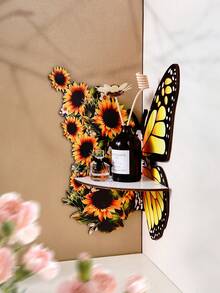 1PC/2PCS DIY Floating Shelf/Shelves, Black/White Minimalist Lotus Design Wall-Mounted Display Rack (Nails Not Included), Hollow Floating Shelf, Lotus Corner Storage Rack, Suitable For Candle Holder Decoration Shelf, Home Cozy Decor Corner Shelf, Small Ornament Display Storage Rack, Living Room Display Shelf - Multicolor - View 10