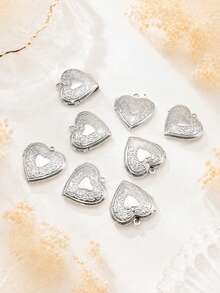 8pcs Fashion Stainless Steel 18K Gold Plated Heart Shaped Locket Pendant, Photo Locket Small Box With Flip Cover, DIY Unique Ideal Gift For Friends Birthday, Family, Mom/Grandma/Wife Anniversary Gift, Autumn Fashion, Casual, Vintage, Personalized, Daily Wear, Prom, Mother's Day, Valentine's Day, Graduation, Wedding - Multicolor - View 2
