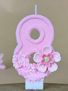 1pc Pure Pink Gradient Double Layer Flower Number Birthday Candle, Suitable For Birthday Party, Company Anniversary Celebration Theme Cake Decoration - View 19