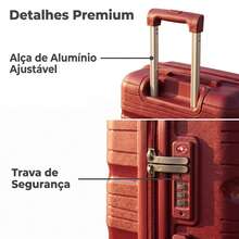 Carry-On Suitcase 10kg Premium Polypropylene PP Ultra Resistant Expandable With 360 Degree Double Wheels Built-In Lock Organized Internal Compartment Hand Luggage Rigid Bag - Red - View 7