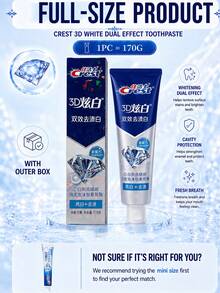 CREST Gleam White Dual-Action Toothpaste 170g Full Size, 90g Sample, Lime Fresh Scent, Stain Removal & Whitening, Deep Cleaning, Long-Lasting Freshness, Daily Oral Care - 3D炫白雙效去漬白牙膏 - 查看 4