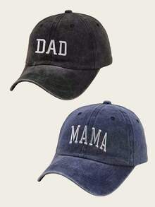 2件裝 春夏 DAD MOM 刺繡棒球帽 復古運動休閒遮陽帽 - DAD/MAMA - 查看 4
