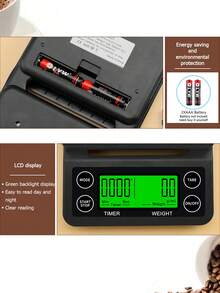 Báscula electrónica de alimentos de 3kg, medición de alta precisión, panel de pantalla digital LED, báscula de cocina con conversión de unidades, función de temporizador y función de tara, adecuada para cocina, granos de café, cocina (baterías no incluidas). - Báscula de cocina - Ver 7