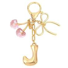 1Pc Initial Keychain, Coquette Cherry Bow Charm Pendant, Y2K Aesthetic Resin Keyring For Backpack Car, Cute Gift For Her Women Girls - Multicolor - View 29