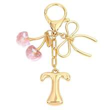 1Pc Initial Keychain, Coquette Cherry Bow Charm Pendant, Y2K Aesthetic Resin Keyring For Backpack Car, Cute Gift For Her Women Girls - Multicolor - View 13