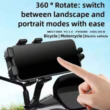 1 buah Dudukan Ponsel Motor Hitam, Dudukan Ponsel Anti Guncangan dan Peredam Guncangan, Braket Stang yang Dapat Diatur 360°, Pegangan Aman untuk Berkendara dan Navigasi Motor, Kompatibel dengan iPhone, Android, dan Semua Smartphone - Hitam - View 7
