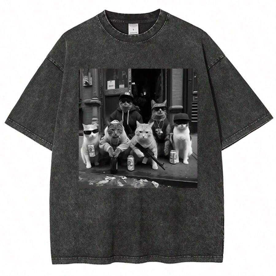 Bring Me The Horizons T-Shirt, Rock Music, Harajuku, Short Sleeve, Streetwear, Summer, Men Women, Washed T-Shirts - 鏽棕色 - 查看 1