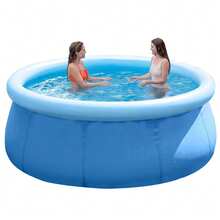 Inflatable Above Ground Pool, Outdoor Top Ring Blow Up Pool Easy Set - 藍色 - 查看 1