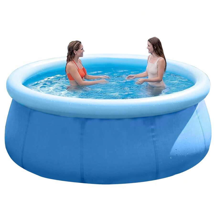 Inflatable Above Ground Pool, Outdoor Top Ring Blow Up Pool Easy Set - 藍色 - 查看 1