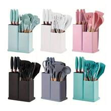 19Pcs Silicone Kitchen Utensil Set – Non Stick Cooking Tools With Wooden Handle, Spatula & Spoon For Home - White - View 4