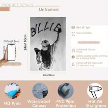 1pc Billie Theme Frameless Canvas Wall Art - Featuring "BILLIE" Signature, Perfect For Home Decor, Ideal Gift For Billie Fans - B - View 18