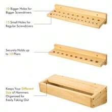 3x Wall Mounted Screwdriver Holder Storage Rack Wrench Workshop Tool Organizer - Yellow - View 3