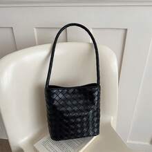 Vintage Woven Shoulder Bag For Women, Fashion Bucket Handbag With Designer Style - Silver - View 8