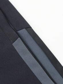 1pc Boys' Simple Double Stripe Straight Leg Casual Long Pants, Loose Fit Design, Versatile All-Match Style For Daily, School, Home And Outings - Black - View 3