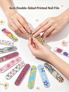 Tragbare Mini-Taschen-EVA-Nagelfeile, doppelseitiger Nagelbuffer, dekorativ mit buntem Blumen-, Tier- und Fruchtmuster, kompakter Reise-Nagelbuffer, geeignet zum Formen, Trimmen und Polieren von Nägeln unterwegs, für den täglichen Gebrauch - A - Übersicht 2