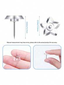 200/50pcs Transparent Five Pointed Thumbtacks Cork Wall Nails Special-Shaped Thumbtacks Transparent Thumbtack Art Student Painting Large Extension Creative Cute Thumbtack Office Supplies Push Pins For Bulletin Board Thumb Tacks For Corkboard Calendar - Star - View 3