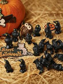 20pcs Miniature Crows Decor,Halloween Mini Resin Crows Figures,Black Raven Figurines Tiny Resin Animals Suitable For Holiday Scenes,Micro Landscapes,Horror Party,Desktop Decoration,Gothic Party Supplies,Horror Autumn Haunted House Decoration,Glass Container DIY Crafts,Halloween Scene,Garden Home Desktop Decoration. - A - View 5