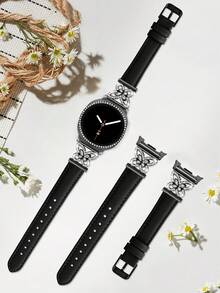 Galaxy Watch 8 錶帶 + 錶殼，1件鑲嵌人造鋯石金屬優雅錶帶 + 1件亮面風格（不含螢幕保護貼），適用 Galaxy Watch 8 40mm 與 44mm 錶殼，適用 Galaxy Watch 8 錶帶，可調節替換錶帶配件，適合男女運動錶帶 - 黑色+殼 - 查看 7