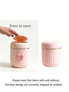 Elegant BOW Decor Portable Trash Can With Lid, Mini Desktop Garbage Bin, Home Covered Waste Basket, No Power Needed, Suitable For Office, Living Room Or Desk, Home Desktop And Drawer Organization - Multicolor - View 8