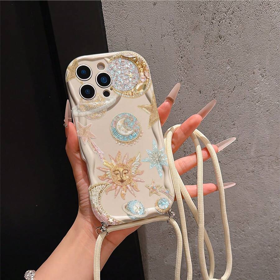Convenient Lanyard Phone Case With Multi-Functional Adjustable Lanyard And Crossbody Shoulder Strap, Feather-Style Shell, Easy And Convenient TPU Shockproof Protective Case For Apple Phone - Multicolor - View 1
