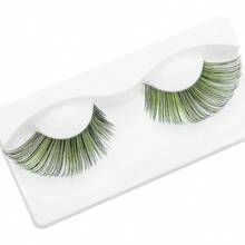 par de pestaas verdes para Halloween, pestaas de color verde, pestaas verdes para cosplay, pestaas postizas verdes de 22 mm de largo, pestaas de aspecto dramtico para de disfraces - "color de la imagen - Ver 6