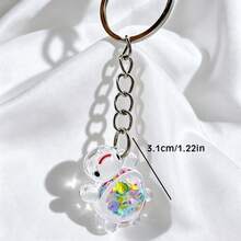 Multi-Color Glow-In-The-Dark Sequin Little Turtle Keychain Ring, Cute Cartoon Acrylic Pendant, Couple & Student Bag Accessory, Small Gift, Car Key Fob Accessory, Random Style - Multicolor - View 5