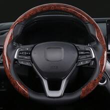 1pc Lightweight Non-Slip Steering Wheel Cover - Faux Mahogany Pattern + Embedded Easy Installation + No Inner Ring; For Car/Pickup/SUV/MPV/Van/D-Shape/O-Shape/Round Steering Wheel - Faux Mahogany Pattern - View 2