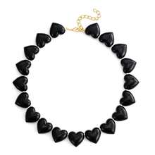 Women's Acrylic Heart-Shaped Necklace, Retro Punk Style Thick Chain Necklace, Fashion Accessory - Multicolor - View 14