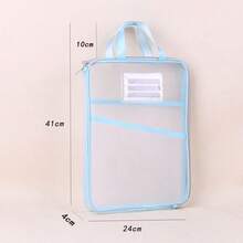 L-Shaped 3-Layer Hand-Carried Sorting Bag, Transparent Mesh Large Opening Student Exam Paper & Homework Storage Zippered Document Bag, Book Sorting Storage Bag. Suitable For Back To School Season, Office Storage, Gift Giving, Etc. - Handbag - View 5