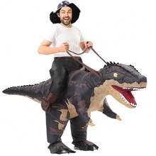 Inflatable Dinosaur Costume For Women Man Adult Cosplay Party Inflatable Ride On Costume Blow Up Funny Costumes Halloween Christmas Carnival Party - Black - View 3