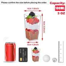 50pcs 3oz Mini Dessert Square Bowls Cups With Lids And Spoons, Plastic Parfait Appetizer Cups, Disposable Parfait Cups, Clear Shooter Cups, Yogurt Parfait Containers, Small Mousse Cups, Square Dessert Serving Cup, Wedding Party Supplies - 清澈 - 查看 8