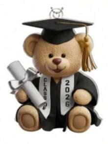1pc 2D Flat Graduation Bear Pendant - Cute Graduation Cap And Diploma Ornament, Easy To Hang On Car Rearview Mirror, Backpack Keychain - Graduation Party Gift, Graduation Ceremony Gift - Birthday Graduation Decoration, 2D Flat - View 12