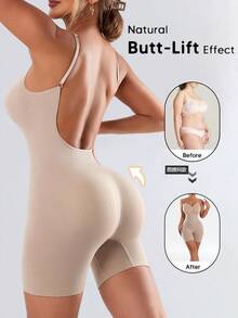 Women's All-Season Sexy Elegant Comfortable Durable Solid Color Jumpsuit - Apricot - View 2